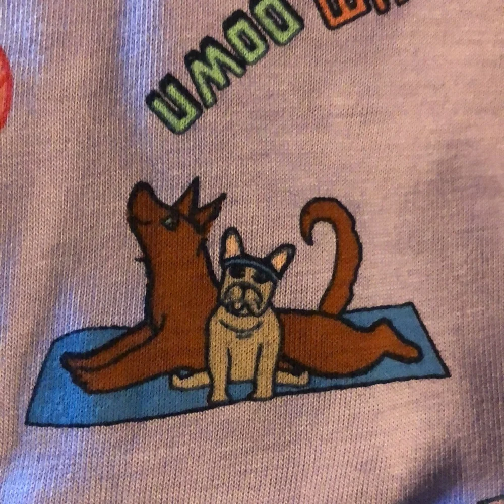 NWT purple yoga dog tee t-shirt L